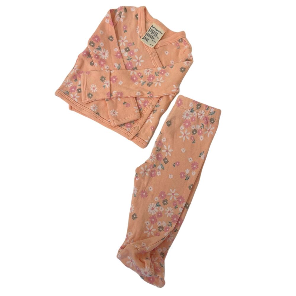 First impressions baby girl pants and top set in floral pink size  3-6 month